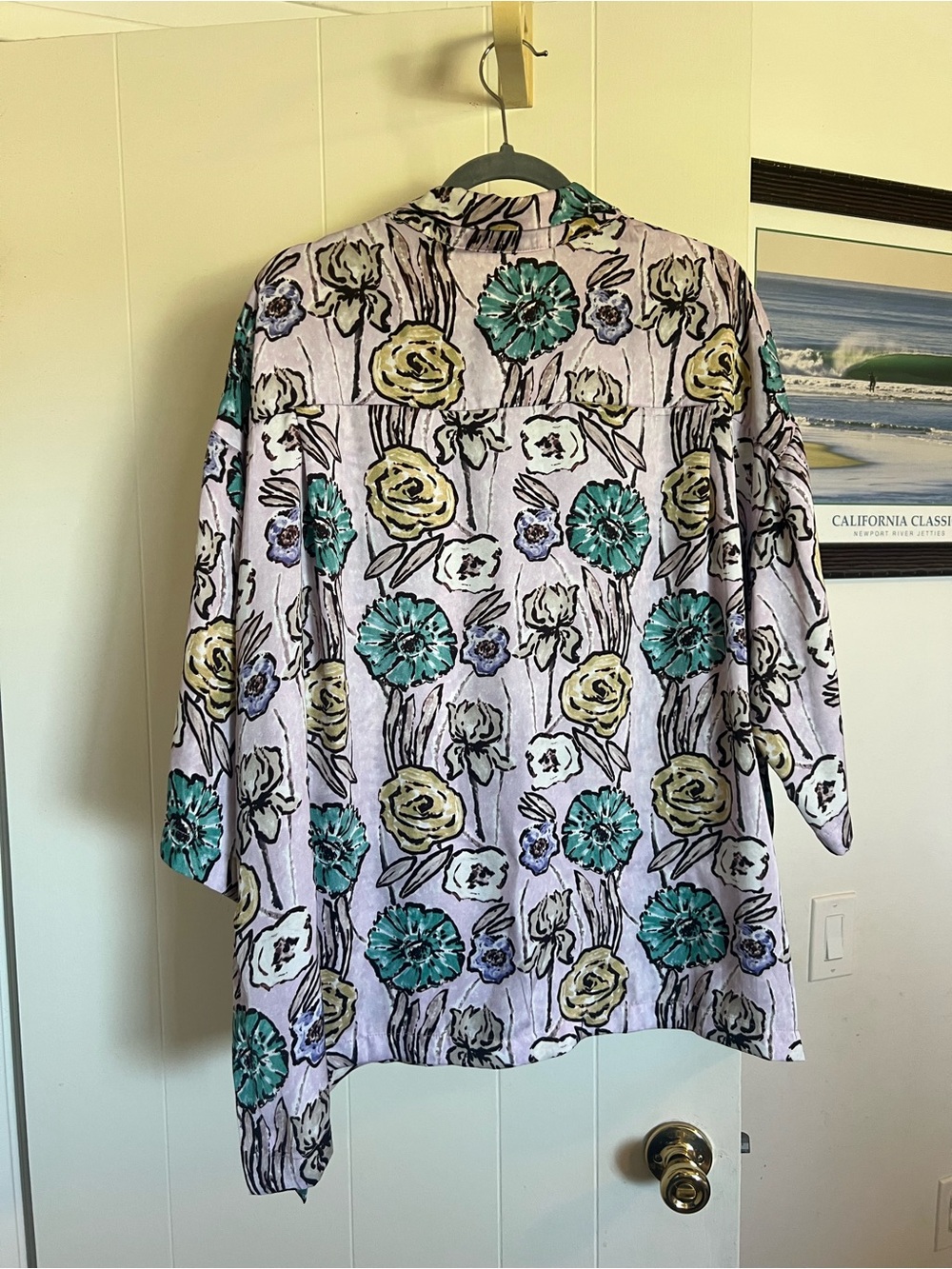 emory park Lavender Floral Button-Down Shirt with Teal & Yellow Flowers